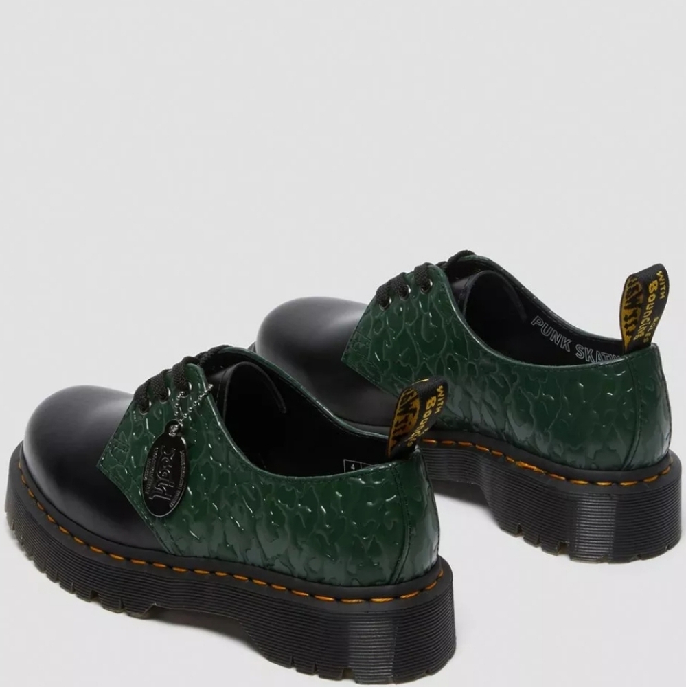 Dr. Martens Collab X-girl 1461 Bex RARE 8 Green Leopard black Embosses Platform - Picture 15 of 16